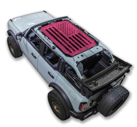 SPIDERWEBSHADE Ford Bronco Tactical Flag mesh sun shade – Distressed, 4-Door, Pink