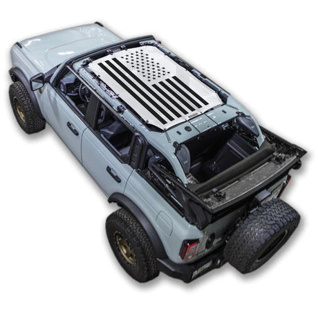 SPIDERWEBSHADE Ford Bronco Tactical Flag mesh sun shade – Solid, 4-Door, White