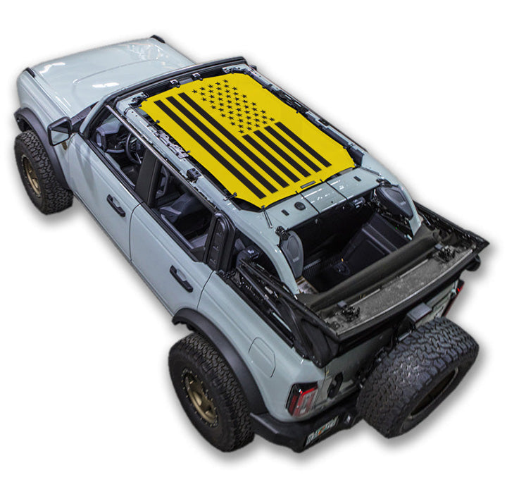 SPIDERWEBSHADE Ford Bronco Tactical Flag mesh sun shade – Solid, 4-Door, Yellow