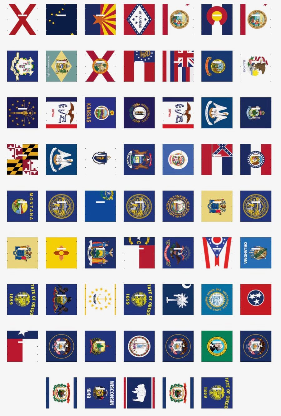 JK2D PRINTED STATE FLAGS