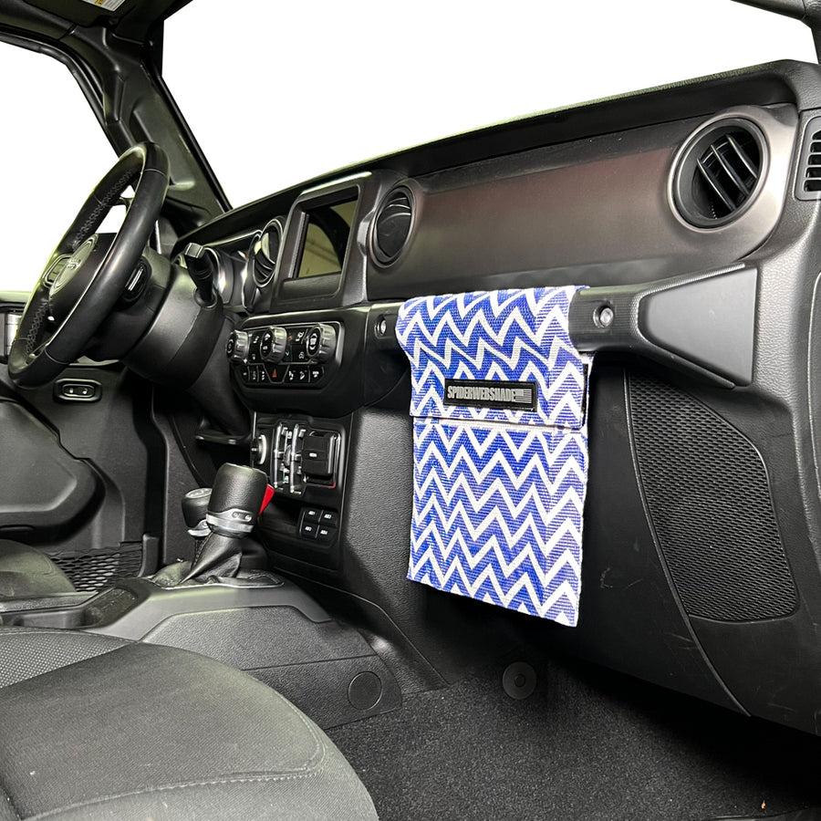 Blue Chevron Print Bundle, Beach Bag, Seatbelt Silencers, and GrabBag