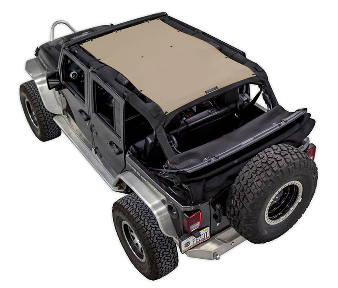 RT-TCZ Durable Sunshade Mesh Top Cover For Jeep Wrangler JK (2007-2017) - Black UV Protection