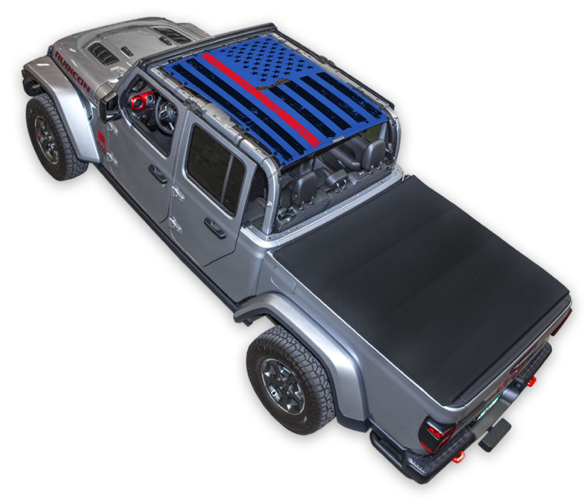 Jeep Gladiator JT Sunshade Mesh Top JT4D -TACTICAL FLAG DISTRESSED