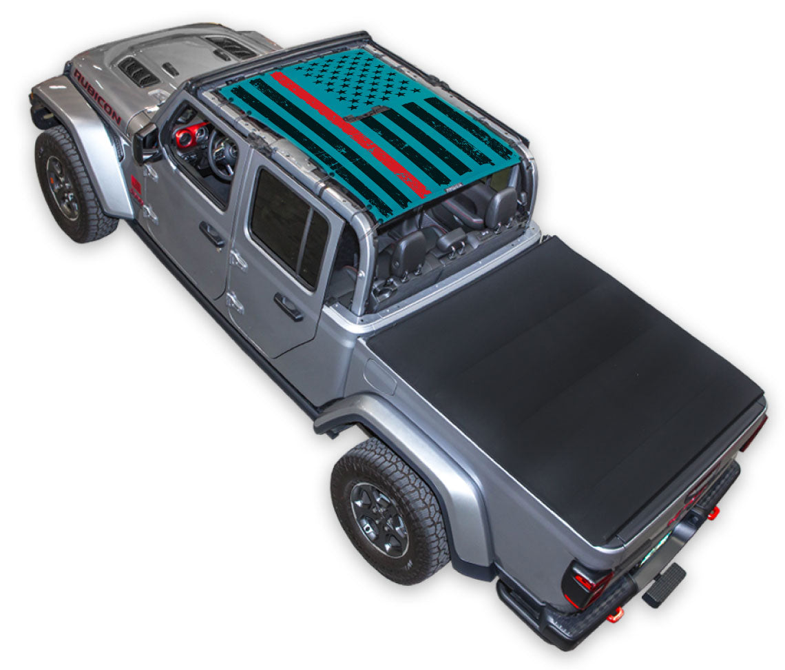 Jeep Gladiator JT Sunshade Mesh Top JT4D -TACTICAL FLAG DISTRESSED