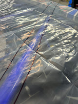 Plastic from the custom shape shade top kit on top of greengojohns build with markings to outline rollcage
